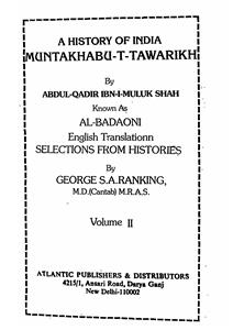A History of India - Muntakhab-ut-Tawaarikh